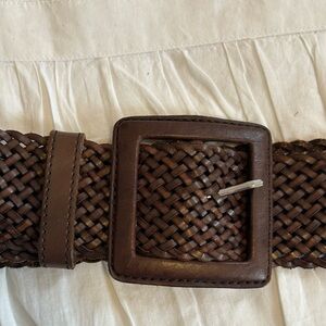 Chocolate Brown Wide Braided Banana Republic Leather Belt- Size Large